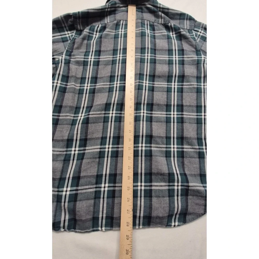 Banana Republic men's gray plaid‎ light flannel button up long sleeve shirt LG